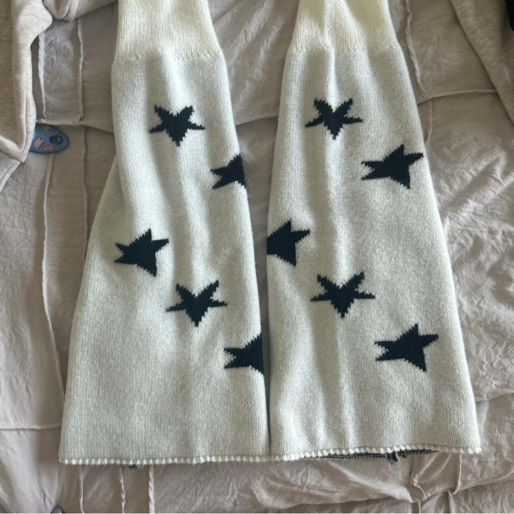 White Scarf with Black Star Pattern